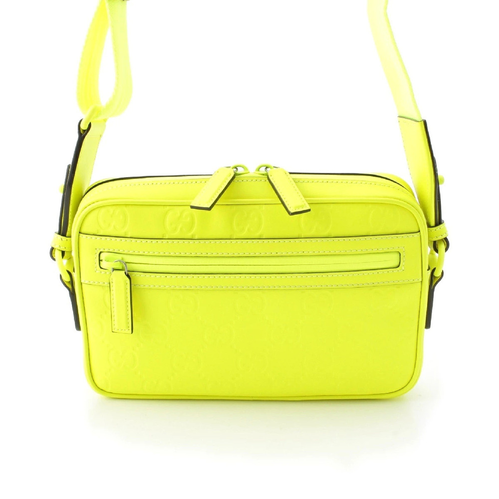 Gucci leather GG effect clutch shoulder bag Yellow